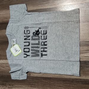 Young Wild & Three Birthday T-Shirt. Gray & Black Size 4T NWT Happy Birthday T